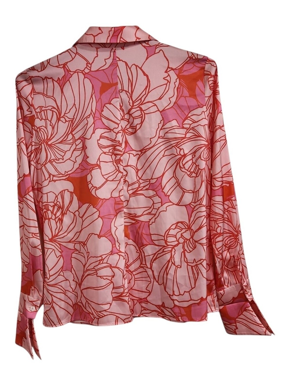 Boston Proper Sophia Blouse 12 Pink Floral Silk Charmeuse Button Up Top EUC - Picture 3 of 11